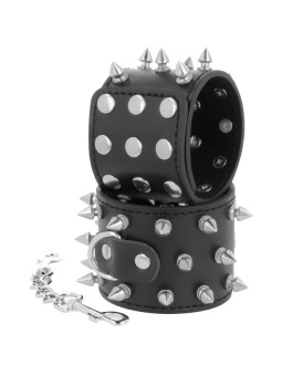 ESPOSAS BDSM CON PINCHOS NEGRO SKULLS AND BONES DE LA MARCA DARKNESS BONDAGE