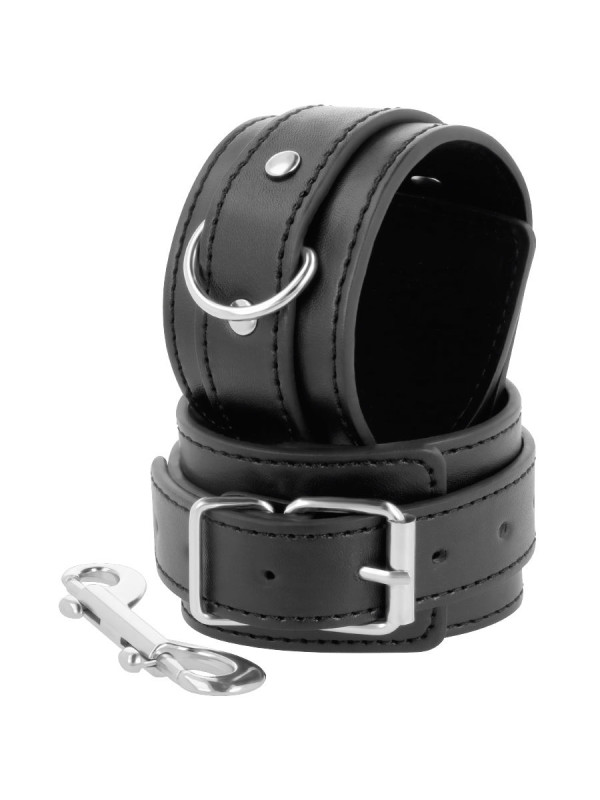 ESPOSAS AJUSTABLES NEGRO PVC LEATHER DOBLE CINTA DE LA MARCA DARKNESS BONDAGE