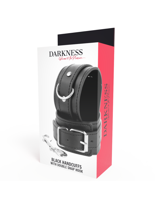 ESPOSAS AJUSTABLES NEGRO PVC LEATHER DOBLE CINTA DE LA MARCA DARKNESS BONDAGE