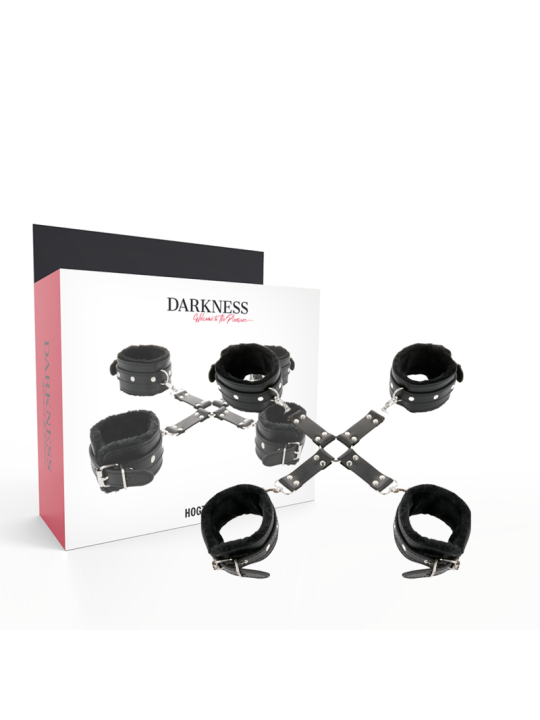 ESPOSAS DE CUERO NEGRO PARA MANOS Y PIES DARKNESS DE LA MARCA DARKNESS BONDAGE