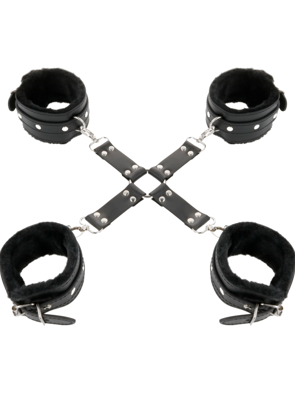 ESPOSAS DE CUERO NEGRO PARA MANOS Y PIES DARKNESS DE LA MARCA DARKNESS BONDAGE