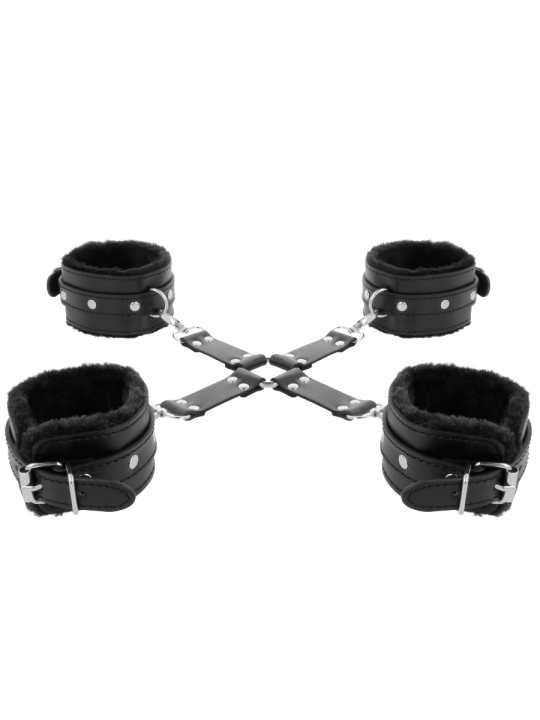 ESPOSAS DE CUERO NEGRO PARA MANOS Y PIES DARKNESS DE LA MARCA DARKNESS BONDAGE