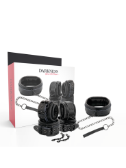 KIT BDSM ESPOSAS Y COLLAR DE CUERO NEGRO DARKNESS DE LA MARCA DARKNESS