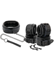 KIT BDSM ESPOSAS Y COLLAR DE CUERO NEGRO DARKNESS DE LA MARCA DARKNESS