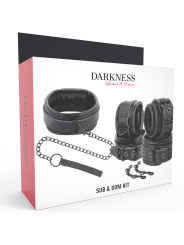 KIT BDSM ESPOSAS Y COLLAR DE CUERO NEGRO DARKNESS DE LA MARCA DARKNESS