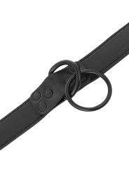COLLAR BDSM NEGRO CON CADENA DE NEOPRENO Y PULEATHER DE LA MARCA DARKNESS BONDAGE