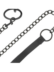 COLLAR BDSM NEGRO CON CADENA DE NEOPRENO Y PULEATHER DE LA MARCA DARKNESS BONDAGE