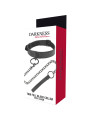 COLLAR BDSM NEGRO CON CADENA DE NEOPRENO Y PULEATHER DE LA MARCA DARKNESS BONDAGE