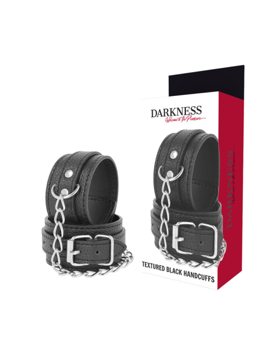 ESPOSAS FETICHISTAS DE CUERO NEGRO AJUSTABLES DE LA MARCA DARKNESS BONDAGE