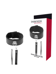COLLAR BDSM NEGRO FORRADO CON CADENA TITANIUM DE LA MARCA DARKNESS BONDAGE