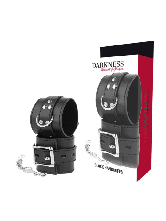 ESPOSAS DE CUERO SINTÉTICO NEGRO CON CADENAS DE LA MARCA DARKNESS BONDAGE