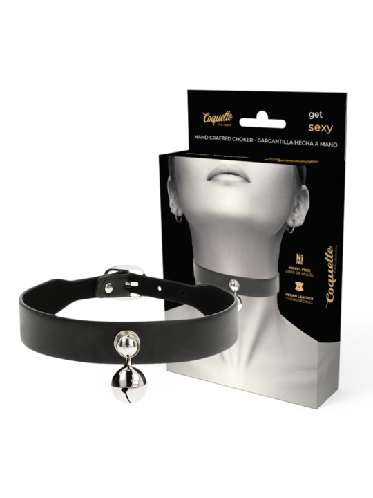 COLLAR FETICHE CUERO VEGANO AJUSTABLE CON CASCABEL DE LA MARCA COQUETTE ACCESSORIES