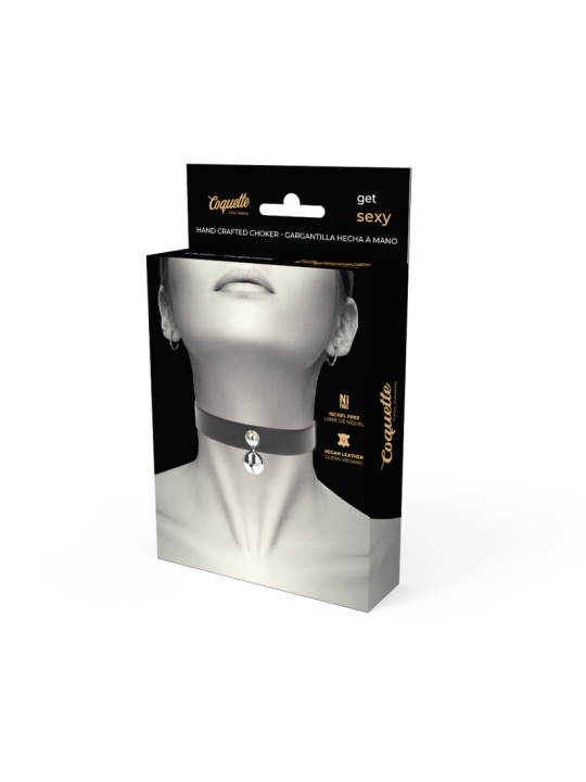 COLLAR FETICHE CUERO VEGANO AJUSTABLE CON CASCABEL DE LA MARCA COQUETTE ACCESSORIES