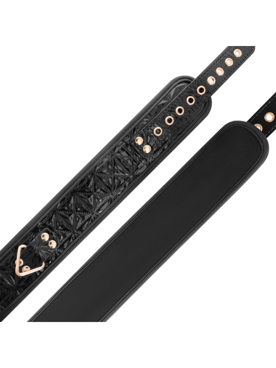 COLLAR BDSM CUERO VEGANO CON CADENA METÁLICA Y NEOPRENO DE LA MARCA BEGME BLACK EDITION