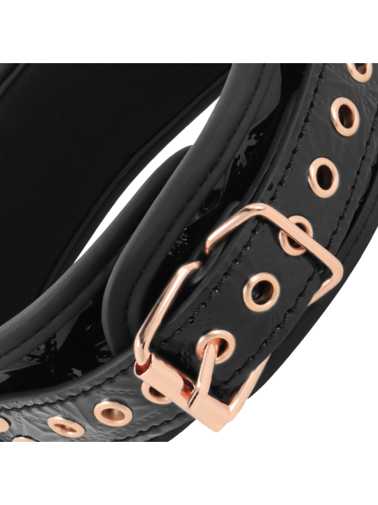 COLLAR BDSM CUERO VEGANO CON CADENA METÁLICA Y NEOPRENO DE LA MARCA BEGME BLACK EDITION