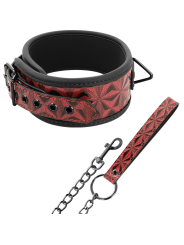 COLLAR BDSM CUERO VEGANO CON CADENA METÁLICA Y NEOPRENO DE LA MARCA BEGME RED EDITION