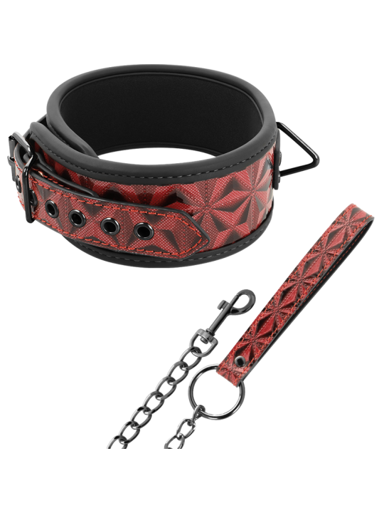 COLLAR BDSM CUERO VEGANO CON CADENA METÁLICA Y NEOPRENO DE LA MARCA BEGME RED EDITION