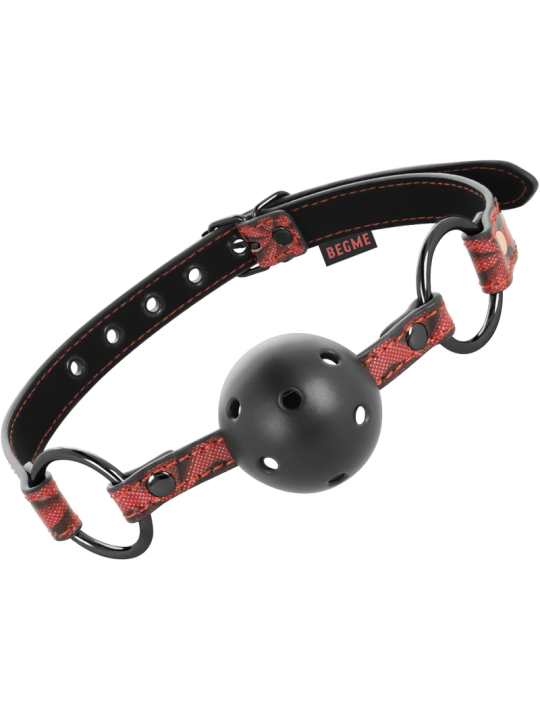 MORDAZA BDSM CUERO VEGANO ROJO TRANSPIRABLE DE LA MARCA BEGME RED EDITION