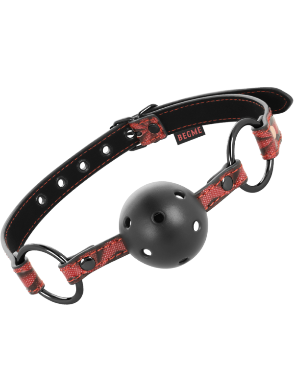 MORDAZA BDSM CUERO VEGANO ROJO TRANSPIRABLE DE LA MARCA BEGME RED EDITION