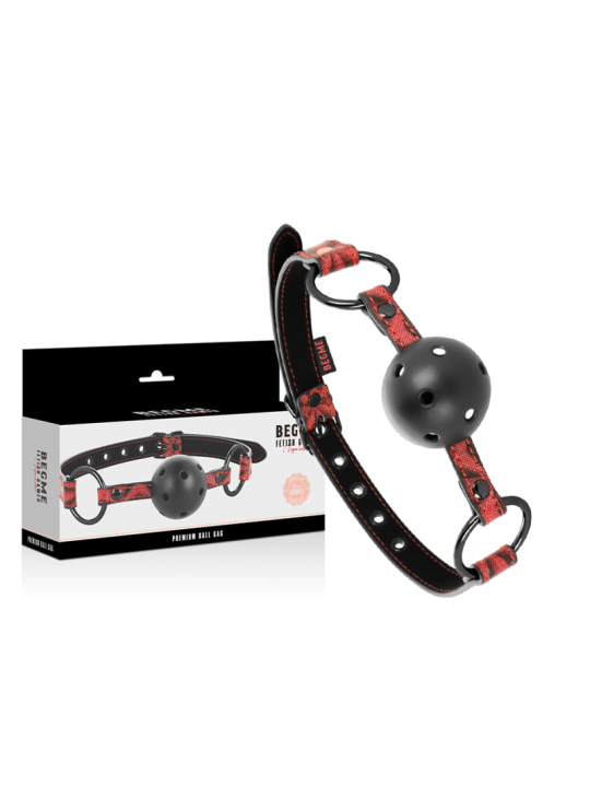 MORDAZA BDSM CUERO VEGANO ROJO TRANSPIRABLE DE LA MARCA BEGME RED EDITION