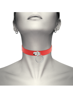 COLLAR CUERO VEGANO ROJO FETISH BDSM AJUSTABLE DE LA MARCA COQUETTE ACCESSORIES