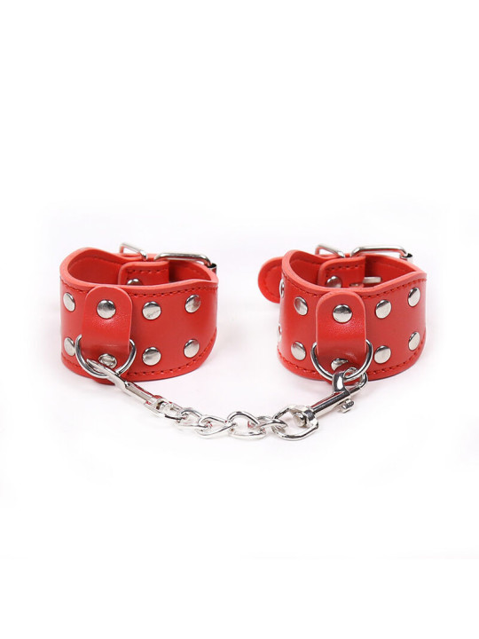 ESPOSAS AJUSTABLES ROJAS CON CADENA METÁLICA FETISH DE LA MARCA OHMAMA FETISH
