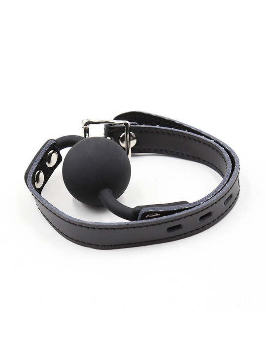 MORDAZA DE SILICONA AJUSTABLE CON CANDADO Y CORREA PIEL DE LA MARCA OHMAMA FETISH