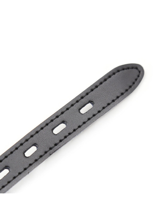 MORDAZA DE SILICONA AJUSTABLE CON CANDADO Y CORREA PIEL DE LA MARCA OHMAMA FETISH