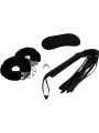 SET FETISH CON ESPOSAS, ANTIFAZ Y LÁTIGO DE CUERO VEGANO DE LA MARCA INTENSE FETISH