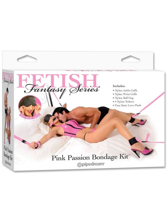 KIT BONDAGE ROSA CON PUÑOS PELUDOS Y LIBERACIÓN RÁPIDA DE LA MARCA FETISH FANTASY SERIES