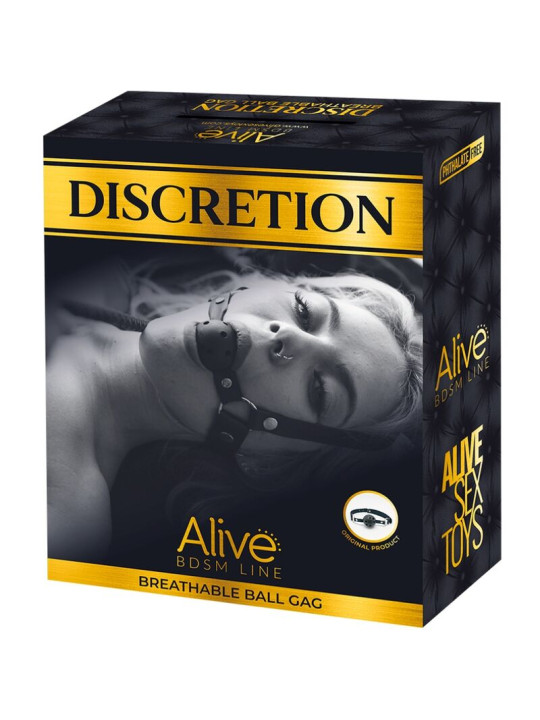 MORDAZA BDSM TRANSPIRABLE NEGRA AJUSTABLE DE LA MARCA ALIVE