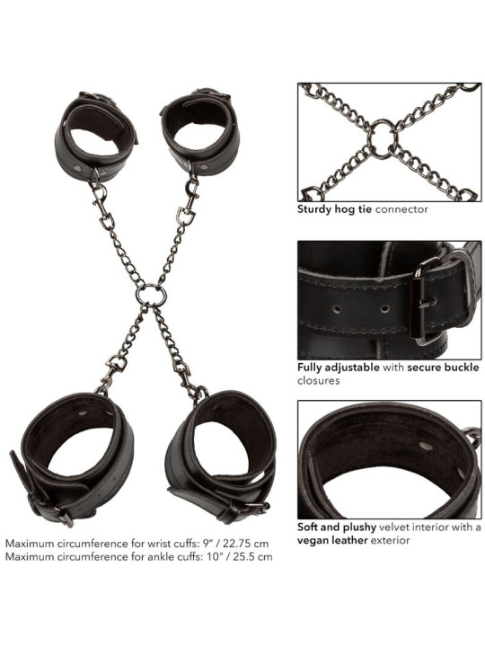 EUPHORIA ATADURA BDSM MANOS Y PIES EN CUERO VEGANO DE LA MARCA CALEXOTICS