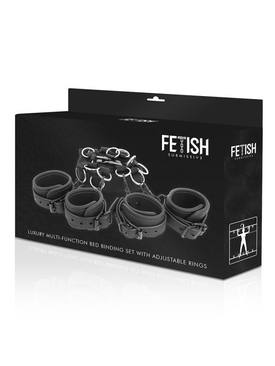 SET ATADURAS BDSM CAMA CON ESPOSAS Y NEOPRENO DE LA MARCA FETISH SUBMISSIVE BONDAGE
