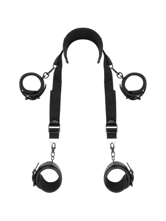 SET BDSM POSICIÓN MAESTRO CON ESPOSAS DE CUERO VEGANO DE LA MARCA FETISH SUBMISSIVE BONDAGE