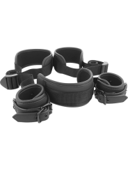 SET BDSM POSICIÓN MAESTRO CON ESPOSAS DE CUERO VEGANO DE LA MARCA FETISH SUBMISSIVE BONDAGE
