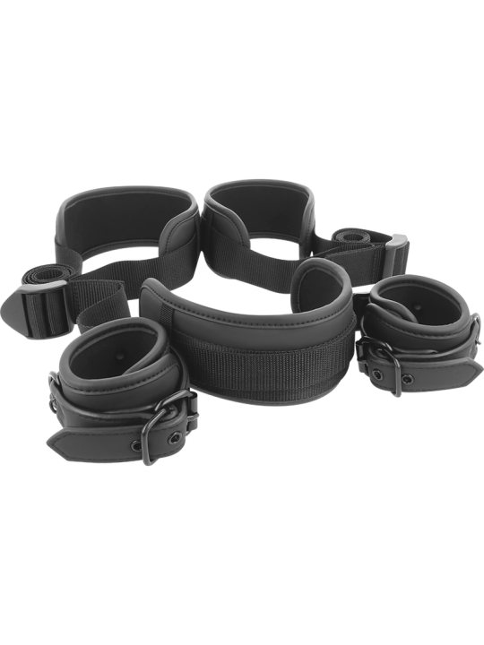 SET BDSM POSICIÓN MAESTRO CON ESPOSAS DE CUERO VEGANO DE LA MARCA FETISH SUBMISSIVE BONDAGE