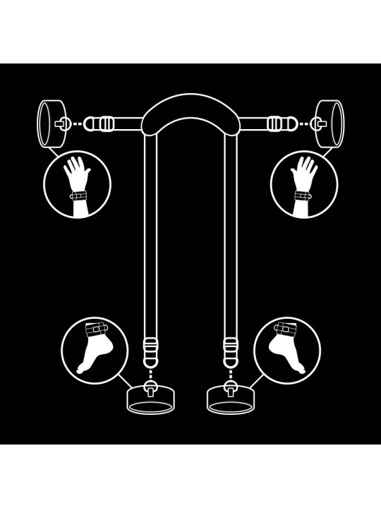 SET BDSM POSICIÓN MAESTRO CON ESPOSAS DE CUERO VEGANO DE LA MARCA FETISH SUBMISSIVE BONDAGE