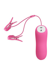 PINZAS VIBRADORAS CON ELECTROSHOCK PARA PEZONES FUCSIA DE LA MARCA BAILE STIMULATING