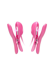 PINZAS VIBRADORAS CON ELECTROSHOCK PARA PEZONES FUCSIA DE LA MARCA BAILE STIMULATING