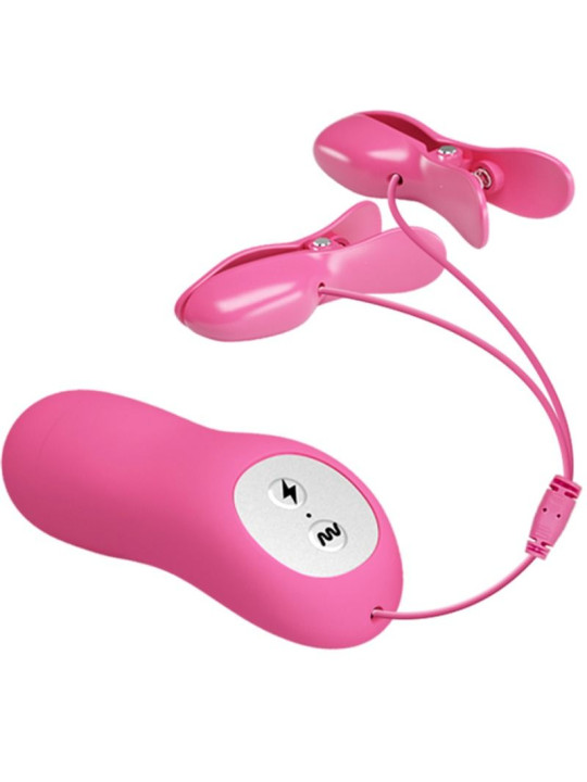 PINZAS VIBRADORAS CON ELECTROSHOCK PARA PEZONES FUCSIA DE LA MARCA BAILE STIMULATING