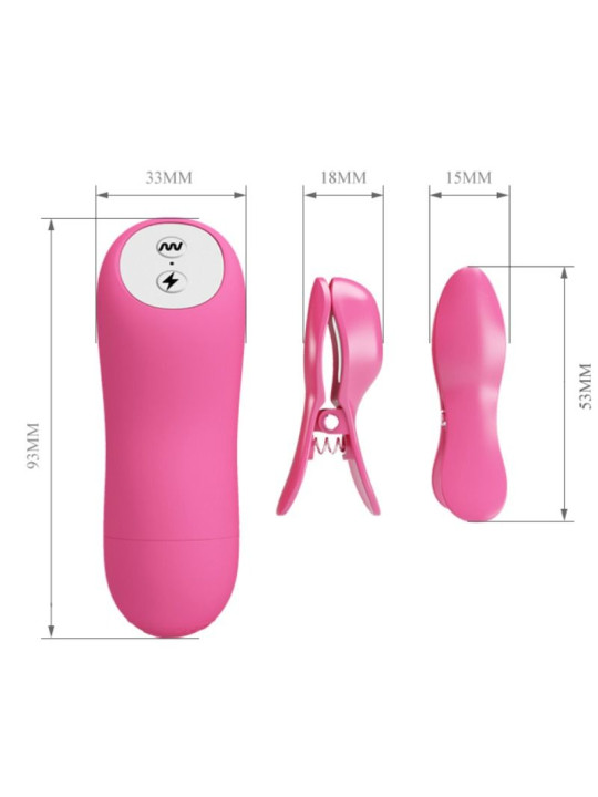 PINZAS VIBRADORAS CON ELECTROSHOCK PARA PEZONES FUCSIA DE LA MARCA BAILE STIMULATING