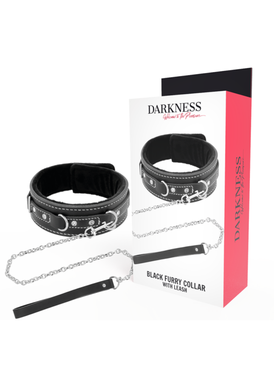 COLLAR BDSM CUERO ACUCHADO CON CORREA AJUSTABLE DE LA MARCA DARKNESS BONDAGE
