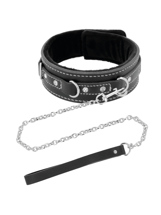 COLLAR BDSM CUERO ACUCHADO CON CORREA AJUSTABLE DE LA MARCA DARKNESS BONDAGE
