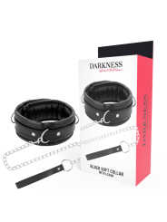 COLLAR BDSM DE CUERO SUAVE CON CADENA AJUSTABLE DE LA MARCA DARKNESS BONDAGE