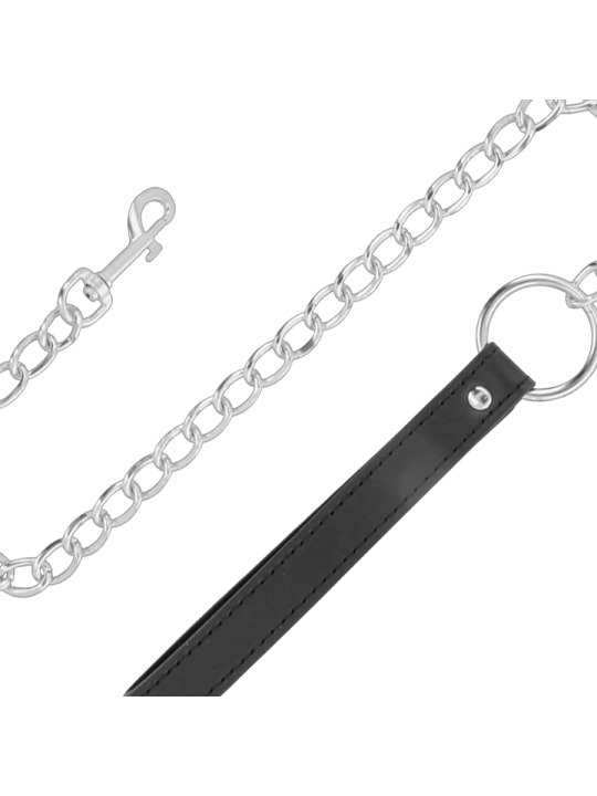 COLLAR BDSM DE CUERO SUAVE CON CADENA AJUSTABLE DE LA MARCA DARKNESS BONDAGE