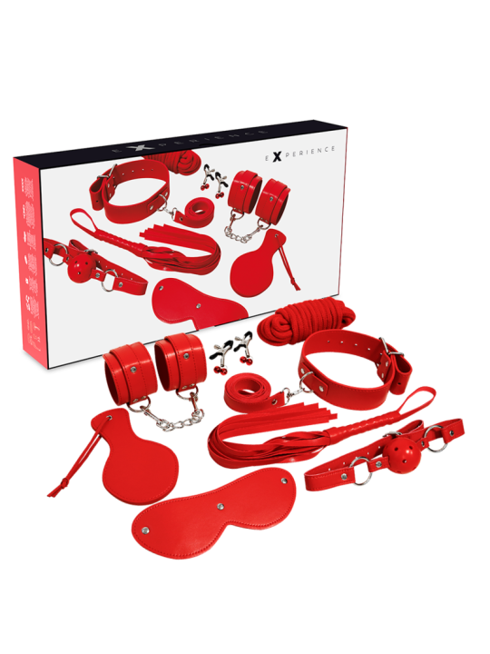 KIT BDSM ROJO 8 PIEZAS - BONDAGE Y SUMISIÓN DE LA MARCA EXPERIENCE