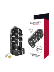 JAULA DE CASTIDAD CUERO VEGANO CON CANDADO SEGURO DE LA MARCA DARKNESS BONDAGE