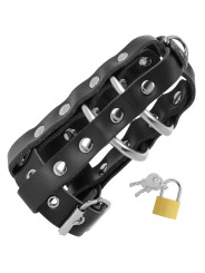 JAULA DE CASTIDAD CUERO VEGANO CON CANDADO SEGURO DE LA MARCA DARKNESS BONDAGE
