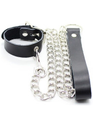 COLLAR FETICHISTA PARA PENE CON CORREA DE PIEL Y CADENA DE LA MARCA OHMAMA FETISH