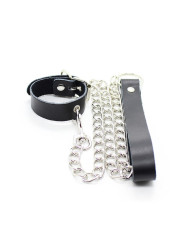 COLLAR FETICHISTA PARA PENE CON CORREA DE PIEL Y CADENA DE LA MARCA OHMAMA FETISH